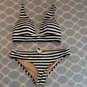 J. Crew Dark Blue and White Striped Bikini